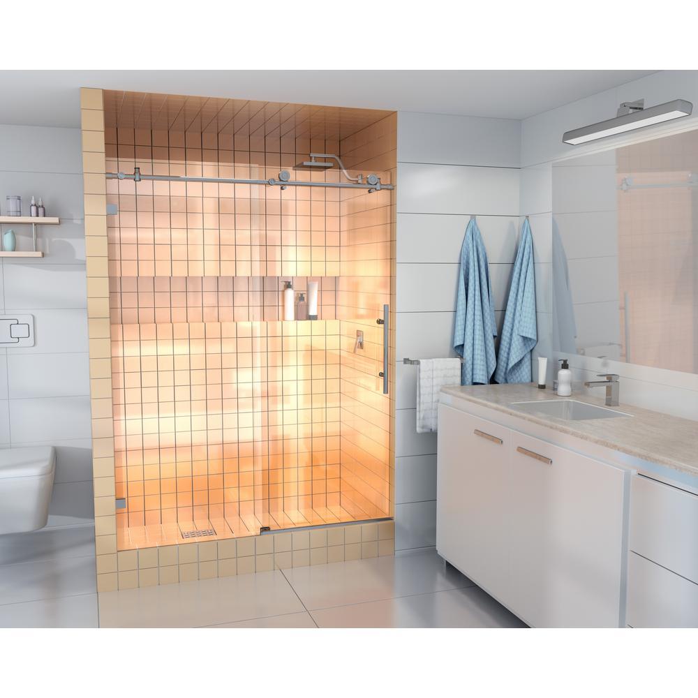 60 in. - 64 in. x 78 in. Frameless Sliding Shower Door in Matte Black with Handle - Super Arbor