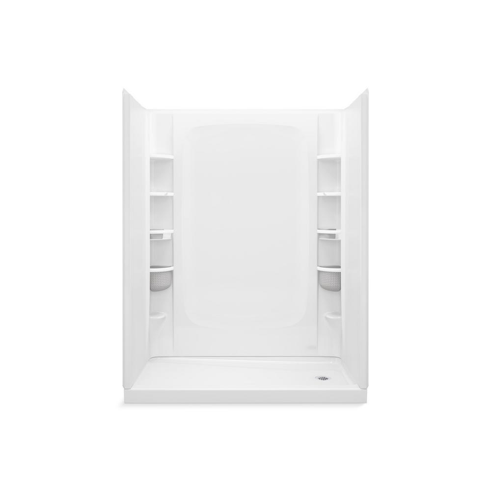 STORE+ 30 in. x 60 in. Single Threshold Right-Hand Shower Base with Shower Walls and 12-Piece Accessory Kit in White - Super Arbor