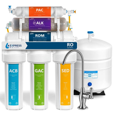 Express Water Reverse Osmosis Alkaline Water Filtration System – 10 Stage RO Water Filter with Faucet and Tank – 50 GPD - Super Arbor