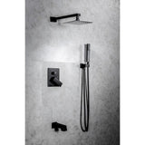 Talise 2-Handle 1-Spray Tub and Shower Faucet with 3-Setting with 304T Stainless Steel in Black(Valve Included) - Super Arbor