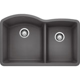 DIAMOND Undermount Granite Composite 32 in. 60/40 Double Bowl Kitchen Sink in Anthracite - Super Arbor