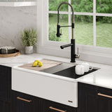 Bellucci 33in. CeramTek Granite/Quartz Composite Farmhouse ApronFront Single Bowl Kitchen Sink w/ Cutting Board in White - Super Arbor