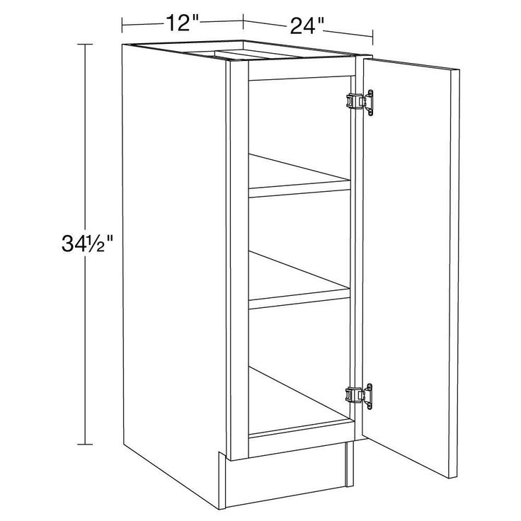 Home Decorators Collection Grayson 12 in. W x 24 in. D x 34.5 in. H Assembled Plywood Full Height Door Base Kitchen Cabinet in Mythic Blue RH