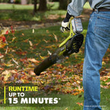 RYOBI ONE+ 100 MPH 280 CFM Variable-Speed 18-Volt Lithium-Ion Cordless Jet Fan Leaf Blower 4Ah Battery and Charger Included