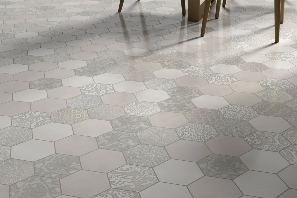 Emser VIRTUE 9-Pack White 18-in x 18-in Glazed Porcelain Patterned Floor and Wall Tile