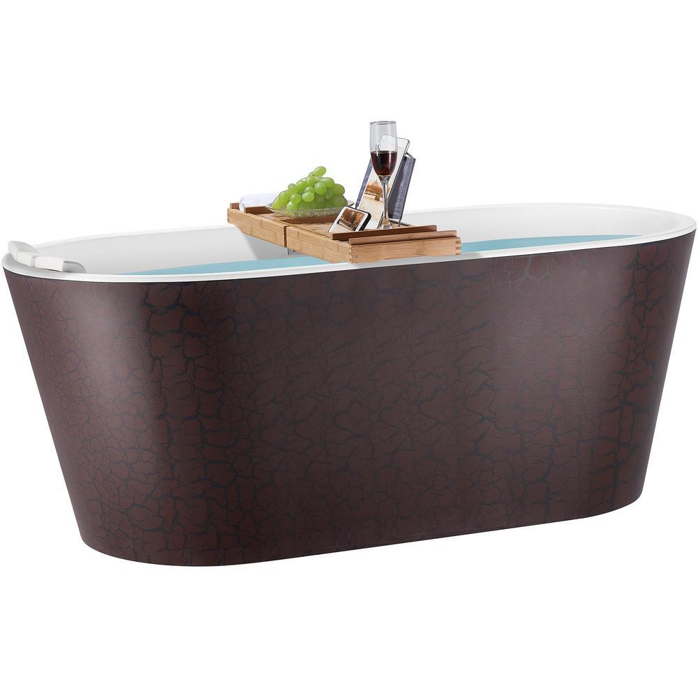 67 in. Acrylic Double Ended Flatbottom Non-Whirlpool Bathtub in Reddish Brown - Super Arbor