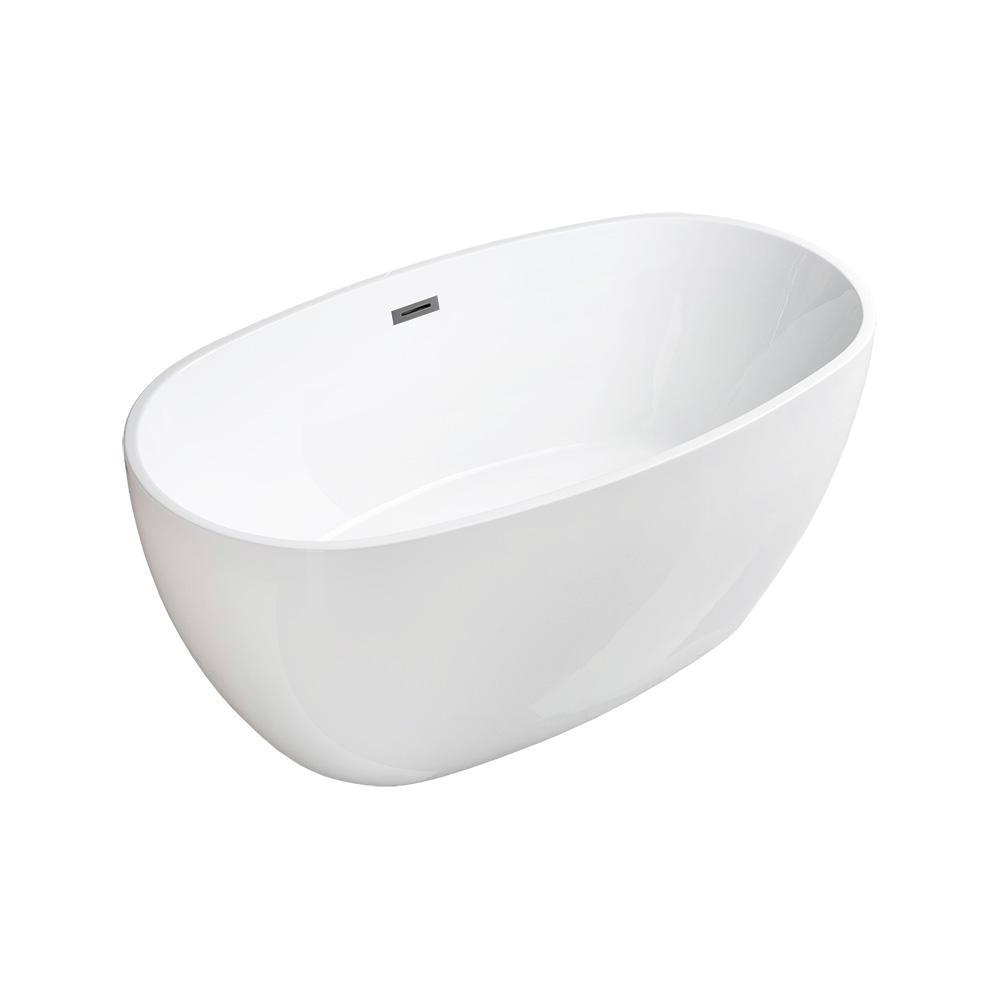 Westfield 55 in Acrylic Freestanding Double Ended Soaking Bathtub with Drain and Overflow Included in White - Super Arbor