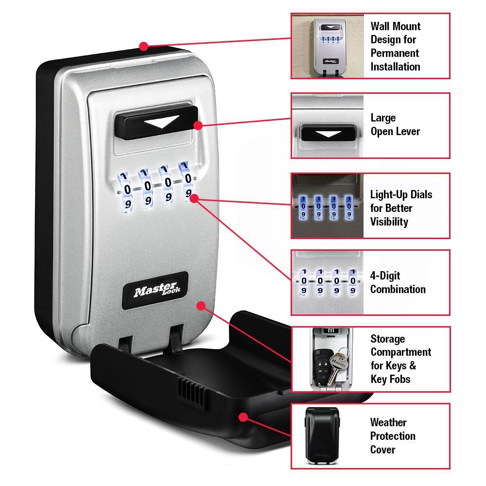 SafeSpace Wall Mount Light-Up Dial Lock Box - Super Arbor