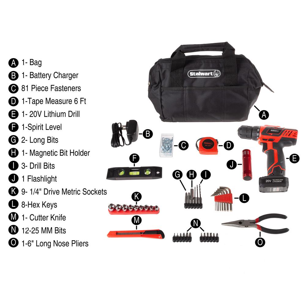 20-Volt Lithium-Ion Cordless 3/8 in. Power Drill (122-Piece) - Super Arbor