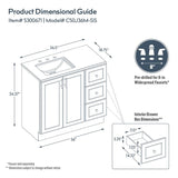 Style Selections Davies 36-in Gray Single Sink Bathroom Vanity with White Cultured Marble Top (Mirror Included)