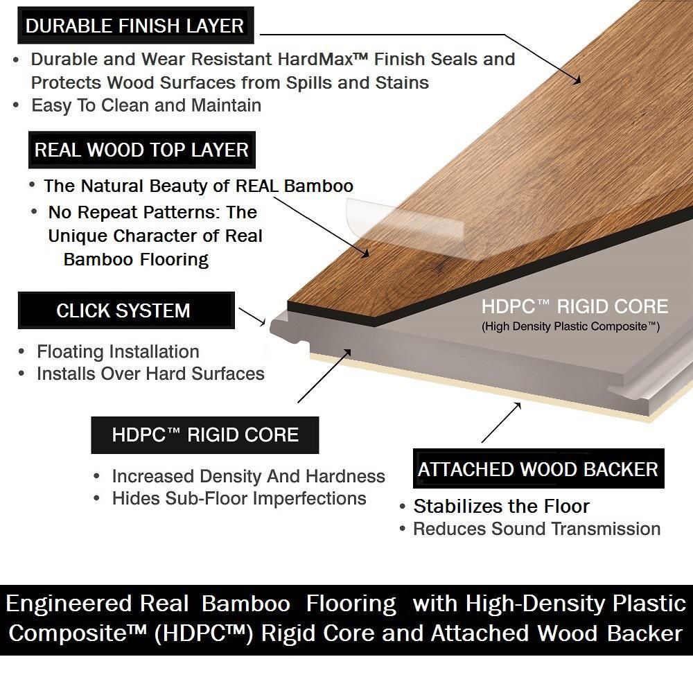 Islander Dovetail Gray .33 in. T x 5.12 in. W x 36.22 in. Length Engineered Rigid Core Bamboo Flooring (10.3 sq. ft. / case) - Super Arbor
