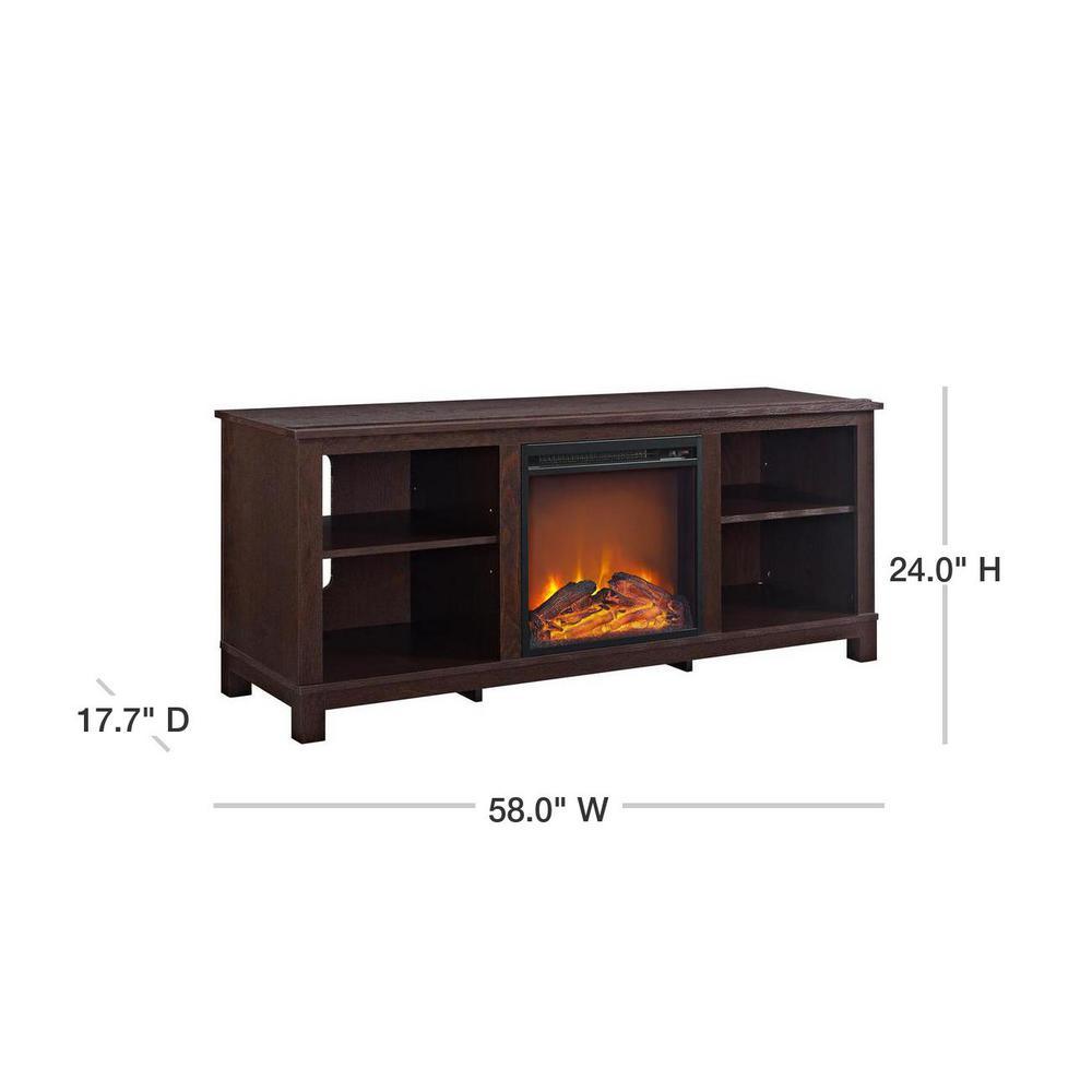 Domingo 60 in. Espresso TV Console with Fireplace - Super Arbor
