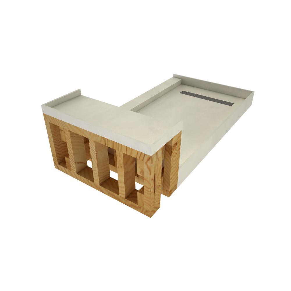 Base'N Bench 48 in. x 72 in. Single Threshold Shower Base and Bench Kit with Left Drain in Solid Brushed Nickel - Super Arbor