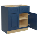 Home Decorators Collection Grayson 33 in. W x 24 in. D x 34.5 in. H Assembled Plywood Base Kitchen Cabinet in Mythic Blue with Soft Close