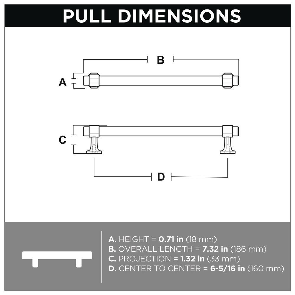 Classic Octagon 6-5/16 in. (160 mm) Champagne Bronze Drawer Pull - Super Arbor