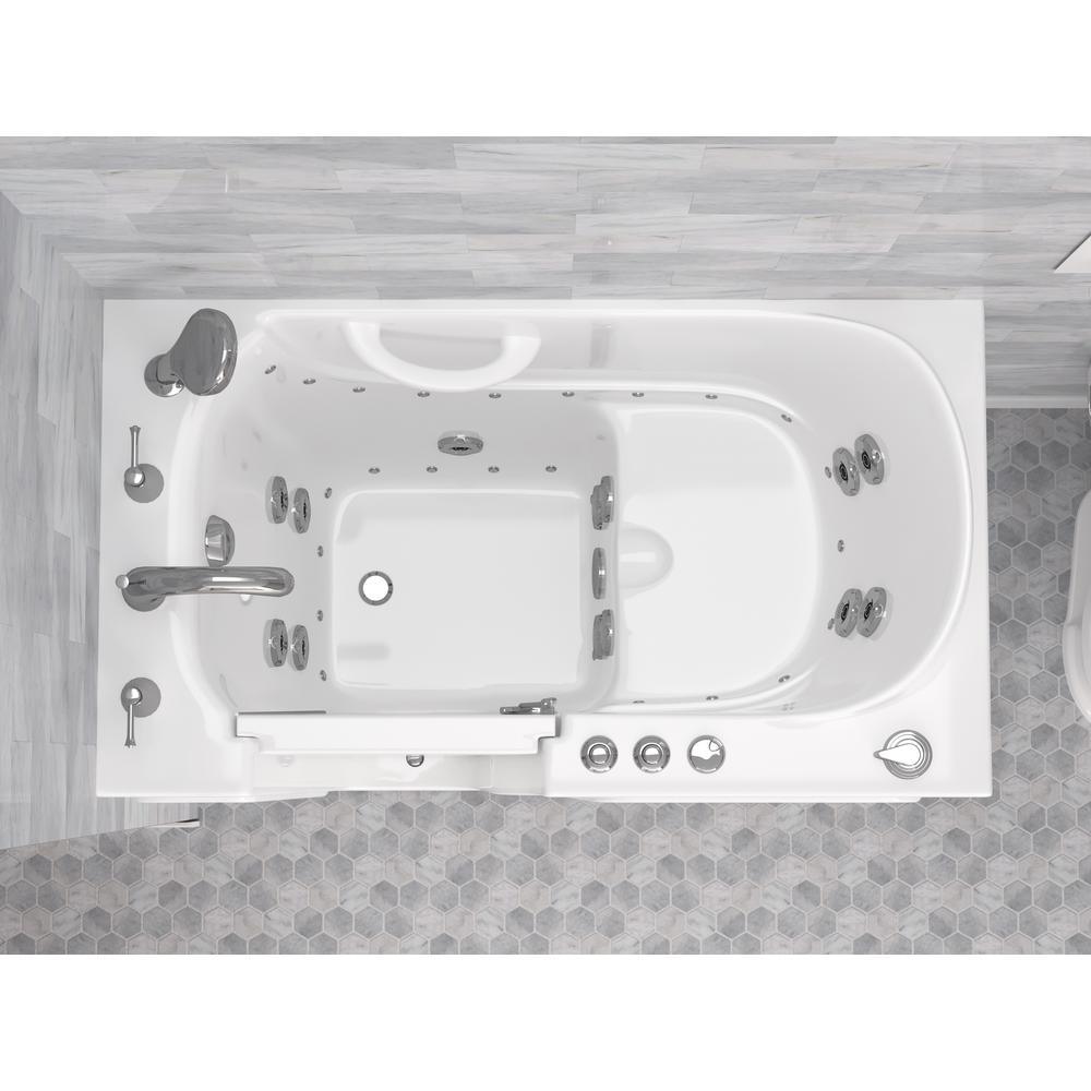 HD Series 46 in. Left Drain Quick Fill Walk-In Whirlpool and Air Bath Tub with Powered Fast Drain in White - Super Arbor