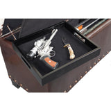 Cowhide 5-Gun Concealment Cabinet Entryway Bench in Brown - Super Arbor