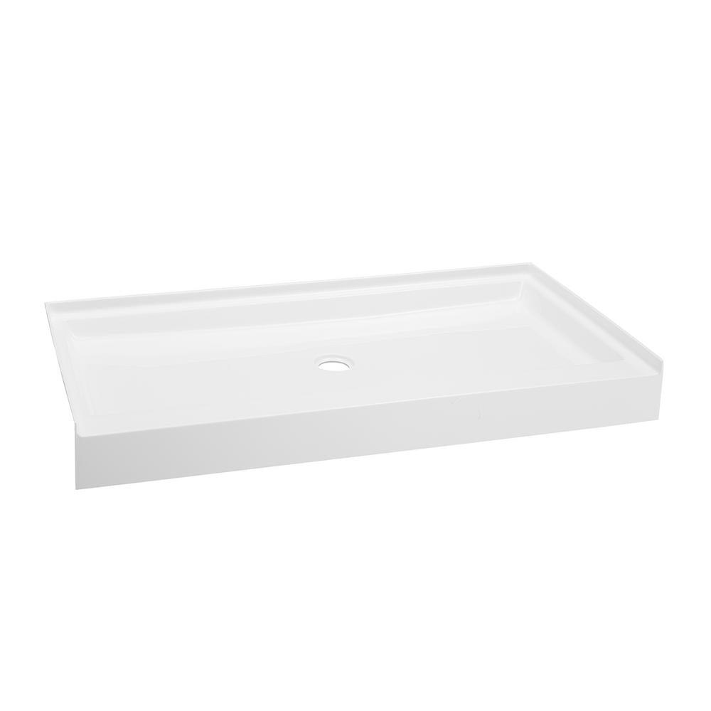 Voltaire 60 in. x 36 in. Acrylic Single-Threshold Center Drain Shower Base in White - Super Arbor