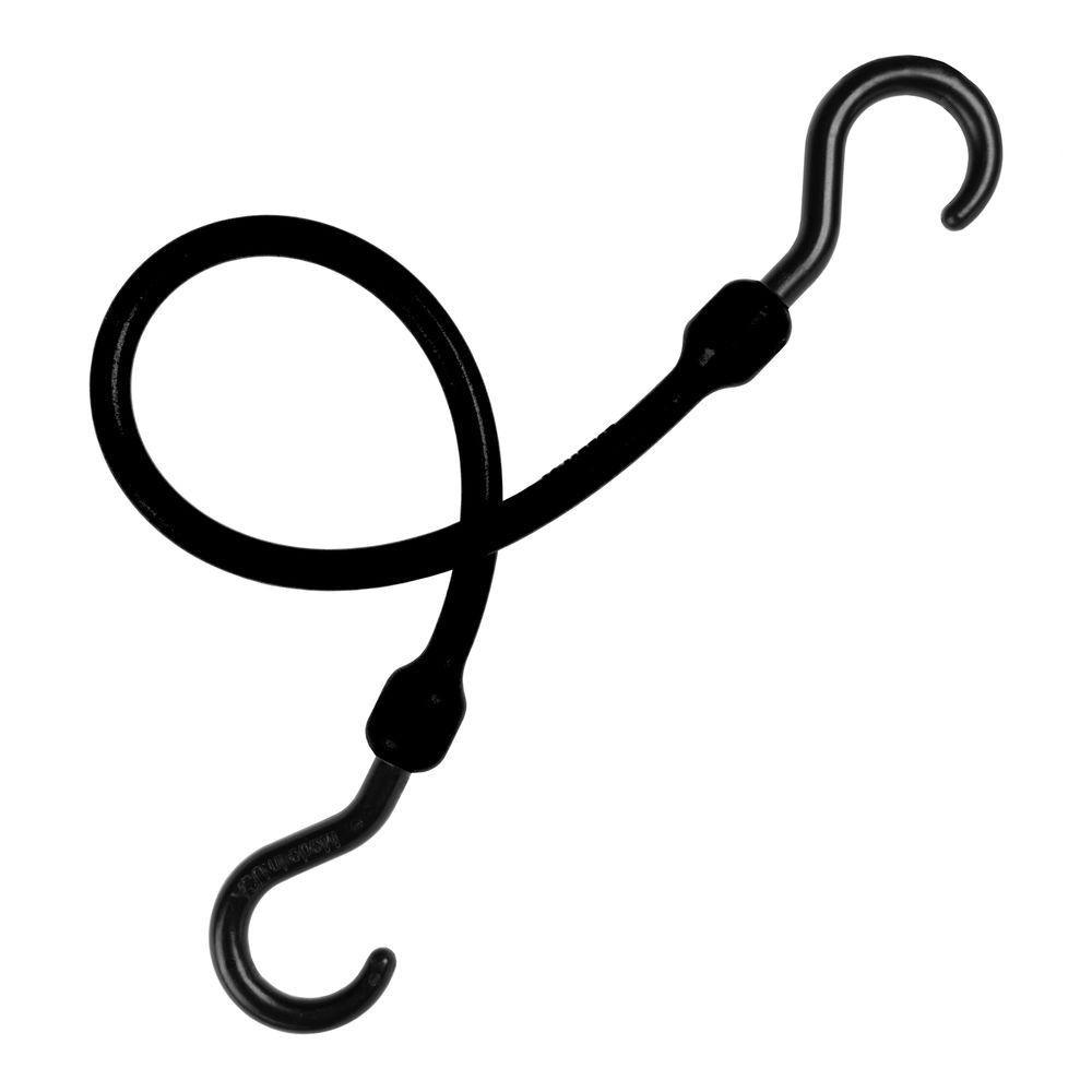 18 in. Polyurethane Bungee Cord with Molded Nylon Hooks in Black - Super Arbor