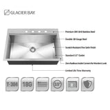 All-in-One Drop-In Stainless Steel 27 in. 4-Hole Single Bowl Kitchen Workstation Sink with Faucet and Accessories - Super Arbor