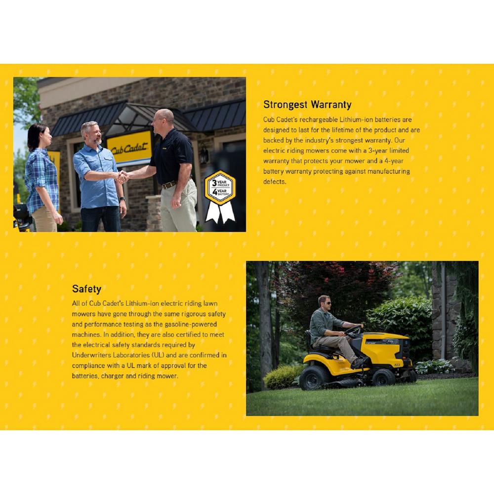 Cub Cadet XT1 Enduro LT 42 in. 56-Volt 60 Ah Battery Lithium-Ion Electric Front Engine Riding Lawn Tractor