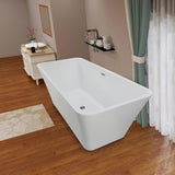 Nantes 67 in. Acrylic Flatbottom Freestanding Bathtub in White - Super Arbor