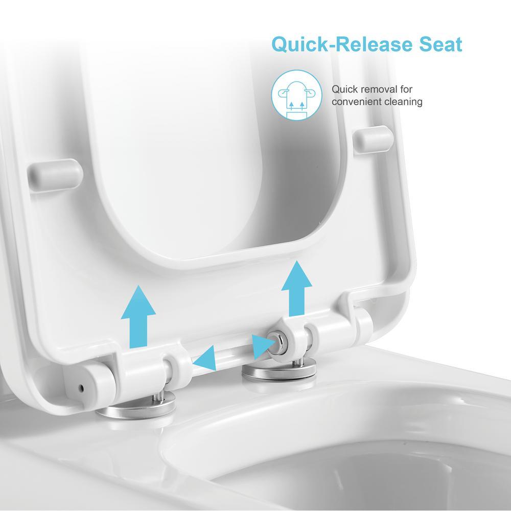 Round Bowl One-Piece Dual Flush 1.28 GPF/0.88 GPF High Efficiency Skirted All-in-One Toilet in White Seat Included - Super Arbor