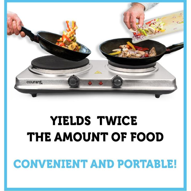 7.3 in. Electric 2-Burner Hot Stainless Plate with Temperature Controls