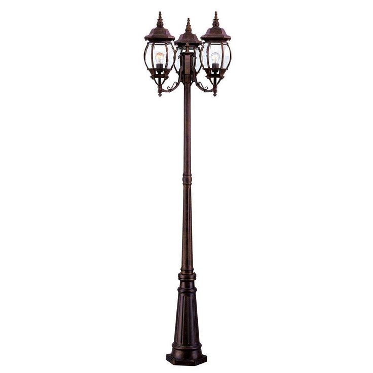 Chateau 3-Head Matte Black Outdoor Surface-Mount Post Combination