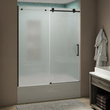 Coraline XL 56 - 60 in. x 70 in. Frameless Sliding Tub Door with StarCast Clear Glass in Stainless Steel, Left Opening - Super Arbor