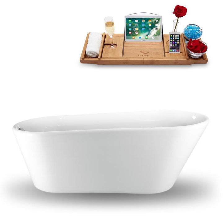 61 in. Acrylic, Fiberglass Flatbottom Non-Whirlpool Bathtub in Glossy White - Super Arbor