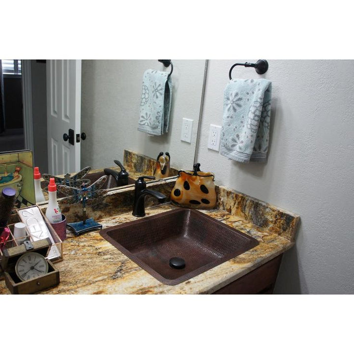 Premier Copper Products Under-Counter Rectangle Hammered Copper Bathroom Sink in Oil Rubbed Bronze