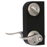 Satin Nickel Single Cylinder Deadbolt with Sacramento Entry Door Lever Combo Pack - Super Arbor