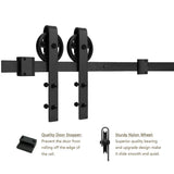 6.6 ft./79 in. Black Sliding Barn Door Track and Hardware Kit with Bigwheel J Shape Hanger for Single Door - Super Arbor