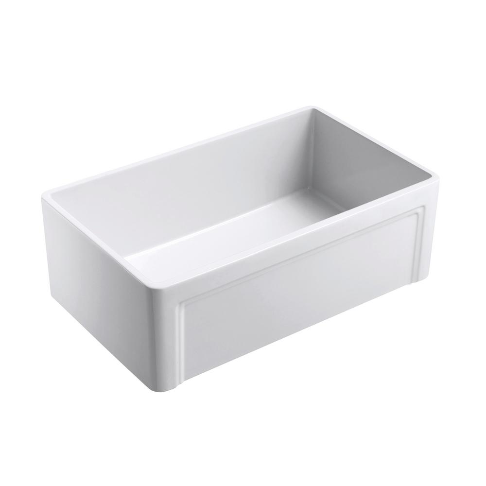 Olde London Farmhouse Fireclay 33 in. Single Bowl Kitchen Sink with Grid with Grid and Strainer - Super Arbor