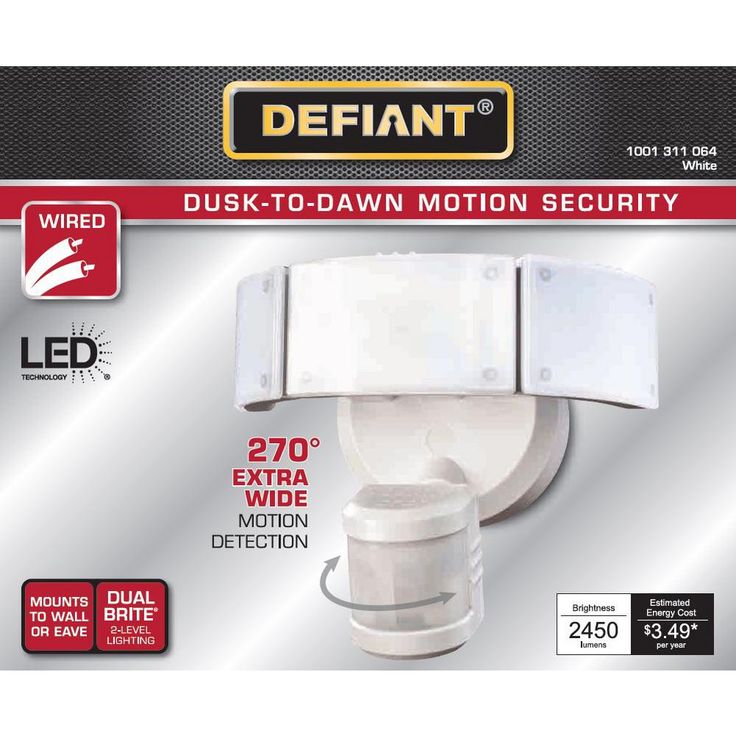 Defiant 270° 3-Head White LED Motion Outdoor Security Light