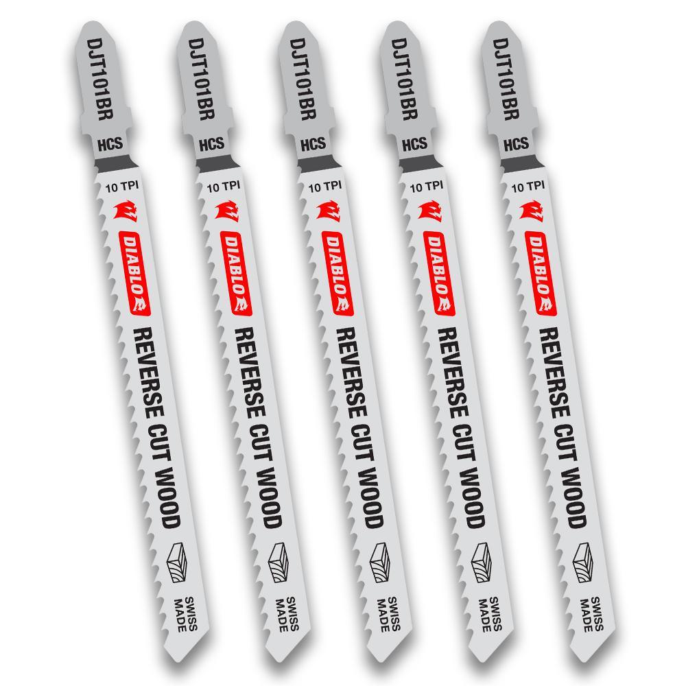 4 in. x 10 TPI HCS Reverse Cut Wood Jigsaw Blade (5-Pack) - Super Arbor