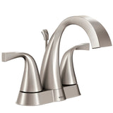 Moen Oxby Spot Resist Brushed Nickel 2-handle 4-in Centerset WaterSense Bathroom Sink Faucet with Drain