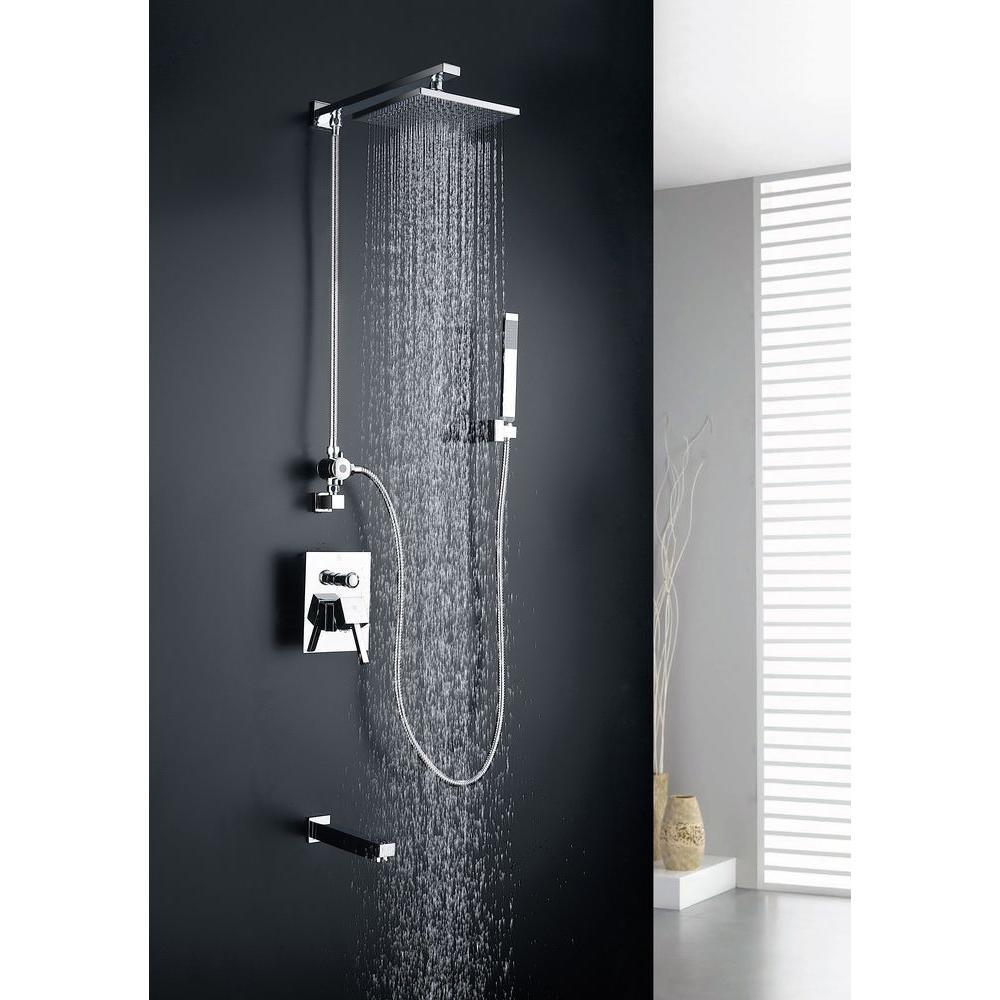 Byne 1-Handle 1-Spray Tub and Shower Faucet with Sprayer Wand in Polished Chrome (Valve Included) - Super Arbor