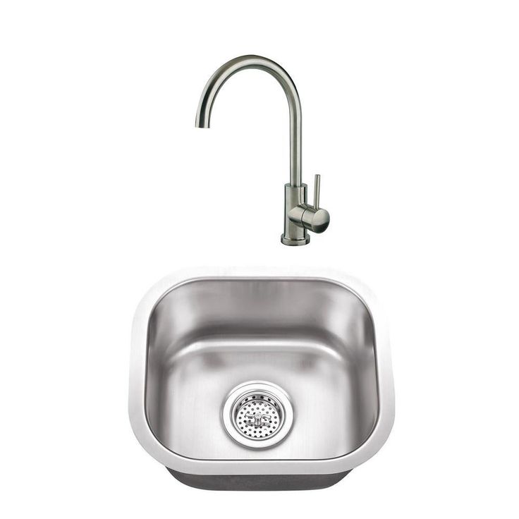 Undermount Stainless Steel 14-1/2 in. Small Single Bowl Bar Sink with Faucet in Brushed Nickel
