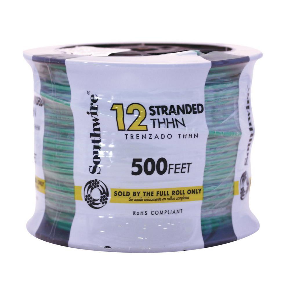 500 ft. 12 Green Stranded CU THHN Wire - Super Arbor