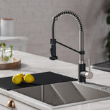 Loften All-in-One Dual Mount Stainless Steel 33in. Single Bowl Kitchen Sink with Pull Down Faucet in Black and Steel - Super Arbor