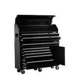 61 in. W 10-Drawer 1-Door Combination Tool Chest and Rolling Cabinet Set in Gloss Black