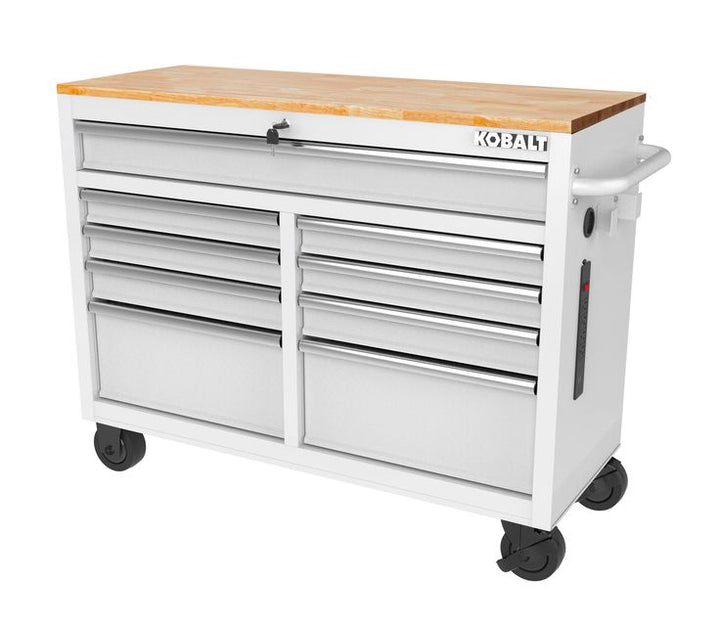 Kobalt 46.1-in L x 37.2-in H 9-Drawers Rolling White Wood Work Bench