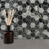 MSI Henley Hexagon 12 in. x 12 in. x 10 mm Textured Marble Mesh-Mounted Mosaic Tile (10 sq. ft. / case)