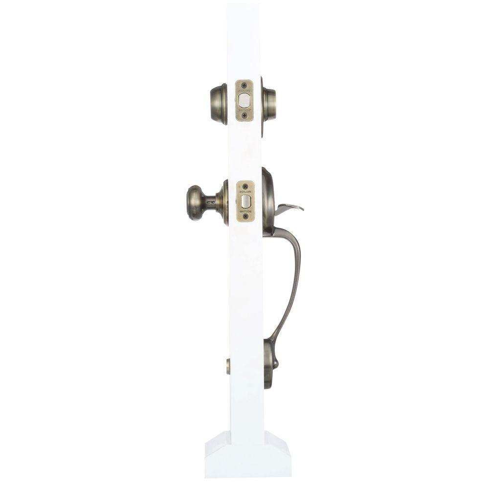 Plymouth Antique Brass Double Cylinder Deadbolt with Georgian Knob Door Handleset - Super Arbor