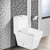 12 in. Rough-In 1-Piece 1.28 GPF Single Flush Square Toilet in White, Seat Included - Super Arbor