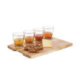 Craft Spirits 5.5 oz. Whiskey Flight Glass Set with Wood Carrier (4-Pack)