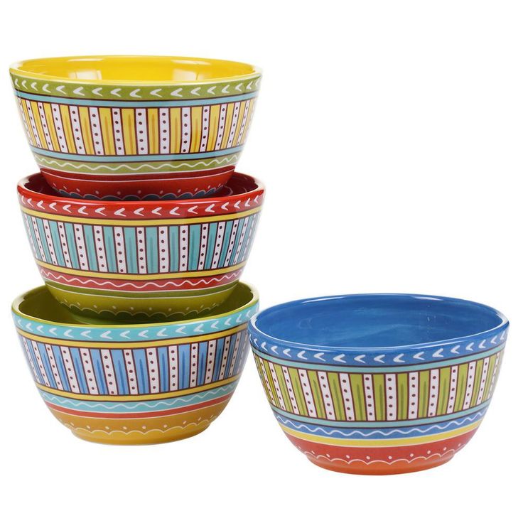 Valencia Assorted Colors Ice Cream and Cereal Bowl (Set of 4)