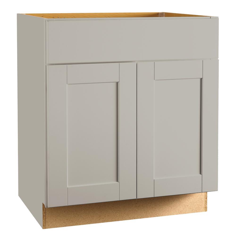 Shaker Assembled 36x34.5x24 in. Sink Base Kitchen Cabinet in Satin White